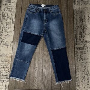 Luna Nora Patchwork Midrise Capri jeans